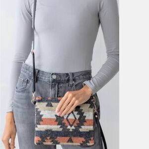 Trendy Aztec Crossbody Bag in Black and Orange